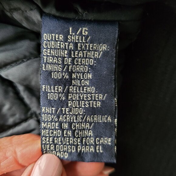 Route 66 Vintage Y2K 90s Suede Genuine Leather Varsity Bomber Jacket Black Tan L - Picture 11 of 16